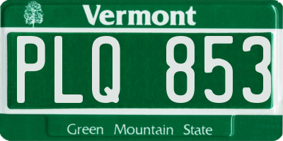 VT license plate PLQ853
