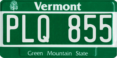 VT license plate PLQ855