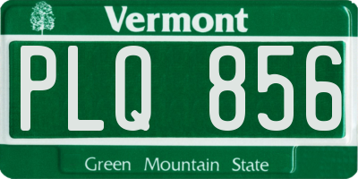 VT license plate PLQ856