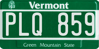 VT license plate PLQ859