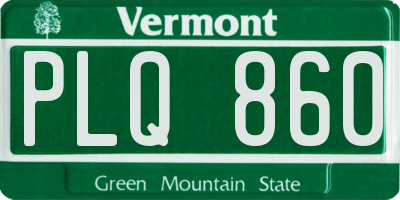 VT license plate PLQ860