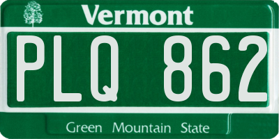 VT license plate PLQ862