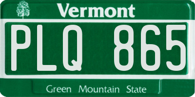 VT license plate PLQ865