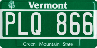 VT license plate PLQ866