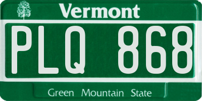 VT license plate PLQ868