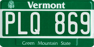 VT license plate PLQ869