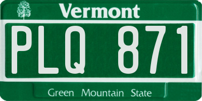 VT license plate PLQ871