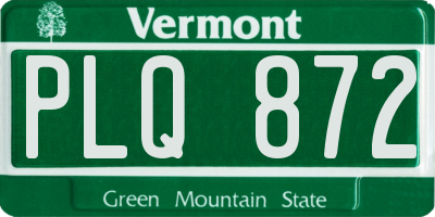 VT license plate PLQ872