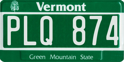 VT license plate PLQ874