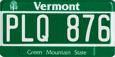 VT license plate PLQ876