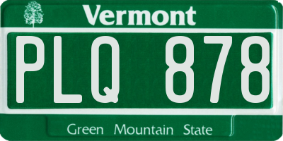 VT license plate PLQ878
