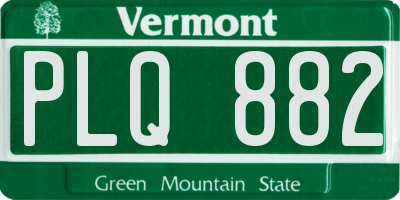 VT license plate PLQ882