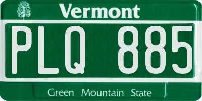 VT license plate PLQ885