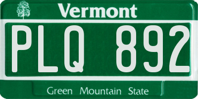 VT license plate PLQ892