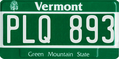 VT license plate PLQ893
