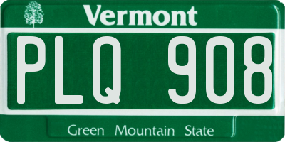 VT license plate PLQ908