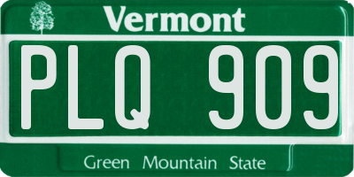 VT license plate PLQ909
