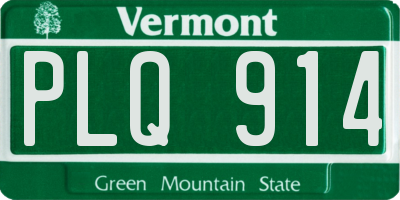 VT license plate PLQ914