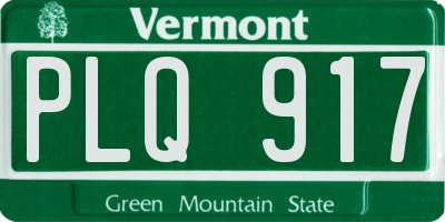 VT license plate PLQ917