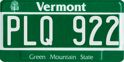VT license plate PLQ922