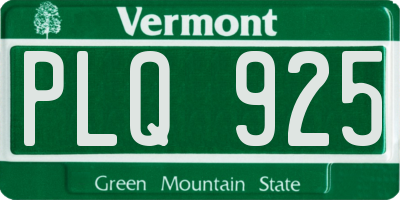 VT license plate PLQ925