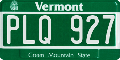 VT license plate PLQ927