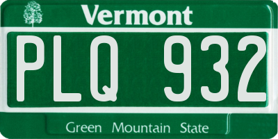 VT license plate PLQ932