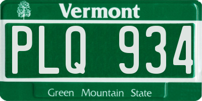 VT license plate PLQ934