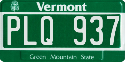 VT license plate PLQ937