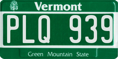VT license plate PLQ939