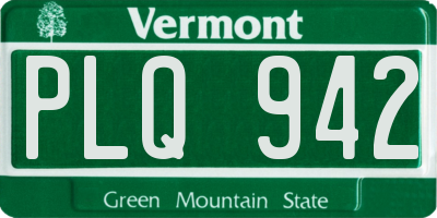 VT license plate PLQ942