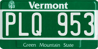 VT license plate PLQ953