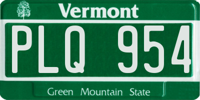 VT license plate PLQ954