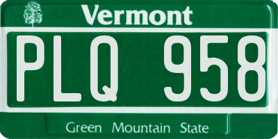 VT license plate PLQ958