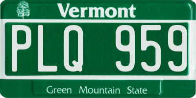 VT license plate PLQ959