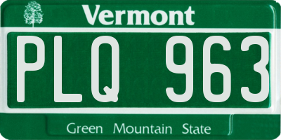 VT license plate PLQ963