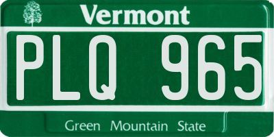 VT license plate PLQ965