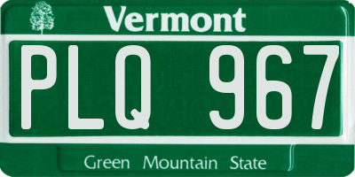 VT license plate PLQ967