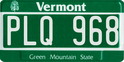 VT license plate PLQ968