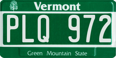 VT license plate PLQ972