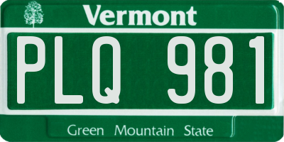 VT license plate PLQ981