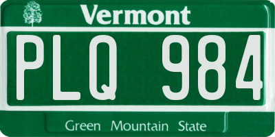 VT license plate PLQ984