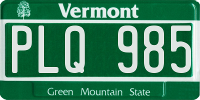 VT license plate PLQ985