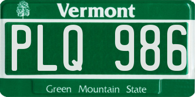 VT license plate PLQ986