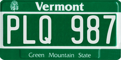 VT license plate PLQ987