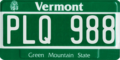VT license plate PLQ988
