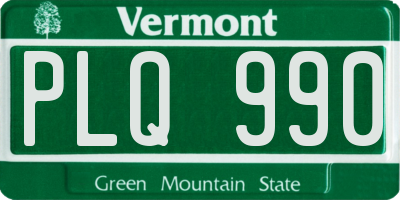 VT license plate PLQ990