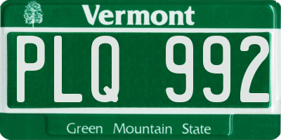 VT license plate PLQ992