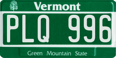 VT license plate PLQ996