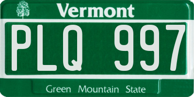 VT license plate PLQ997